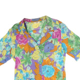 DIOR2 Womens Multicolour Floral Printed Shirt Short Sleeve Collared L Summer