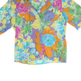 DIOR2 Womens Multicolour Floral Printed Shirt Short Sleeve Collared L Summer