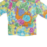 DIOR2 Womens Multicolour Floral Printed Shirt Short Sleeve Collared L Summer