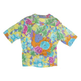 DIOR2 Womens Multicolour Floral Printed Shirt Short Sleeve Collared L Summer