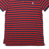 POLO RALPH LAUREN Mens Red & Navy Blue Striped Short Sleeve Polo Shirt M Classic