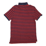 POLO RALPH LAUREN Mens Red & Navy Blue Striped Short Sleeve Polo Shirt M Classic
