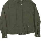 H&M Womens Green Hooded Zip Jacket S Linen Blend Plain Lightweight Casual