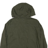 H&M Womens Green Hooded Zip Jacket S Linen Blend Plain Lightweight Casual