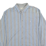 FIELD MASTER Mens Blue & Grey Striped Shirt L Cotton Button-Down Long Sleeve