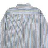 FIELD MASTER Mens Blue & Grey Striped Shirt L Cotton Button-Down Long Sleeve