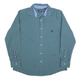 CHAPS Mens Blue & Green Check Shirt M Classic Fit Long Sleeve Casual Cotton