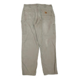 CARHARTT Mens Regular Beige Cotton Blend Trousers W36 L34 Workwear Zip Closure