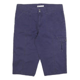 LEE Womens Cotton Blend Navy Blue Cargo Shorts L W34 Easy Fit Casual Pocketed