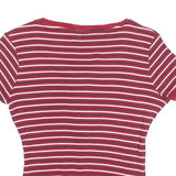 GUESS Womens Red & White Striped Graphic T-Shirt M Short Sleeve Scoop Neck