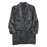 Womens Black Leather Button Jacket S Woven Classic Plain Stylish Comfort