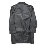 Womens Black Leather Button Jacket S Woven Classic Plain Stylish Comfort