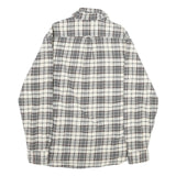 JACHS Mens White & Grey Check Shirt M Button Pocket Casual Cotton Long Sleeve