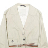 HENRY COTTONS Womens Beige Cotton Blend Classic Jacket S Button Closure
