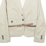 HENRY COTTONS Womens Beige Cotton Blend Classic Jacket S Button Closure