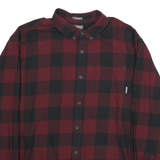 EDDIE BAUER Mens Red & Black Check Shirt 2XL Classic Fit Button-Down Collar