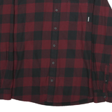 EDDIE BAUER Mens Red & Black Check Shirt 2XL Classic Fit Button-Down Collar