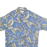 PIERRE CARDIN Mens Blue & Beige Floral Cotton Shirt M Casual Summer Hawaiian