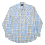 WRANGLER Mens Blue & Cream Plaid Cotton Blend Shirt M Classic Western