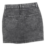 GARAGE Womens Black Denim Mini Skirt Cotton Blend Zip Closure XS Stylish Casual