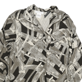 JONES NEW YORK Womens Black & Cream Abstract Print Rayon Shirt UK 12 Loose Fit