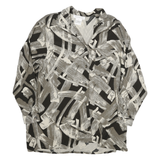 JONES NEW YORK Womens Black & Cream Abstract Print Rayon Shirt UK 12 Loose Fit