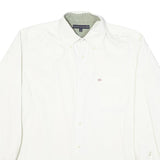 TOMMY HILFIGER Mens White Plain Cotton Blend Shirt L Classic Button Down