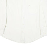 TOMMY HILFIGER Mens White Plain Cotton Blend Shirt L Classic Button Down