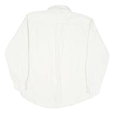 TOMMY HILFIGER Mens White Plain Cotton Blend Shirt L Classic Button Down