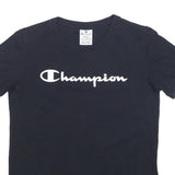 CHAMPION Womens Black Cotton T-Shirt S Short Sleeve Crew Neck Logo Print