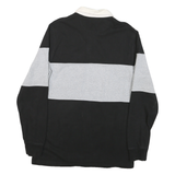 GOODTHREADS Mens Black & Grey Colourblock Long Sleeve Polo Shirt M Cotton Blend