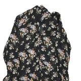 ZARA Womens Black Floral Polyester Blend Day Dress S Ruffle Hem Tie Neck