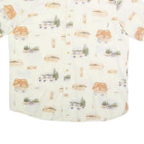WOOLRICH Mens Cream Fishing Print Cotton Shirt L Button Down Casual