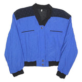 Womens Blue & Black Polka Dot Viscose Zip Jacket UK 12 Lightweight Retro