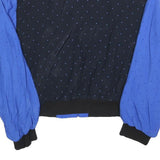Womens Blue & Black Polka Dot Viscose Zip Jacket UK 12 Lightweight Retro