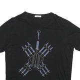 VALENTINO Mens Black Graphic T-Shirt L Short Sleeve Crew Neck Designer Cotton