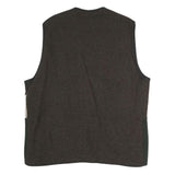 Mens Brown Green & Cream Button Jacket XL Polyester Blend Plain Embroidered