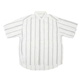 Mens White & Black Patterned Cotton Blend Shirt XL Casual Summer Short Sleeve