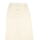 Womens Cream Button Front Pleated Midi Woven Skirt S Elegant Lightweight Style
