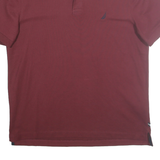 NAUTICA Mens Maroon Short Sleeve Plain S Cotton Blend Polo Shirt Classic Fit