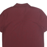 NAUTICA Mens Maroon Short Sleeve Plain S Cotton Blend Polo Shirt Classic Fit