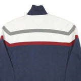 TOMMY HILFIGER Mens Navy Blue & White Colourblock Zip Jacket M Cotton Blend