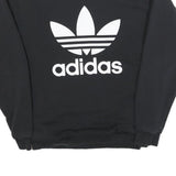 ADIDAS Womens Black Crew Neck UK 6 Sweatshirt Cotton Blend Logo Pullover