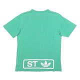 ADIDAS Mens Green & Blue Graphic T-Shirt L Short Sleeve Crew Neck Cotton Blend