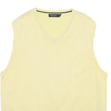 NAUTICA Mens Yellow Cotton Blend Patterned V-Neck Basic Knit L Sleeveless Jumper
