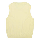 NAUTICA Mens Yellow Cotton Blend Patterned V-Neck Basic Knit L Sleeveless Jumper