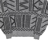 BANNER Womens Black & Grey Patterned Wool Blend Jumper Crew Neck Basic Knit M