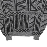 BANNER Womens Black & Grey Patterned Wool Blend Jumper Crew Neck Basic Knit M