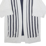CHAMPION Womens Grey & Black Striped Open Front Cotton Blend Jacket M Relaxed