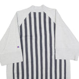 CHAMPION Womens Grey & Black Striped Open Front Cotton Blend Jacket M Relaxed